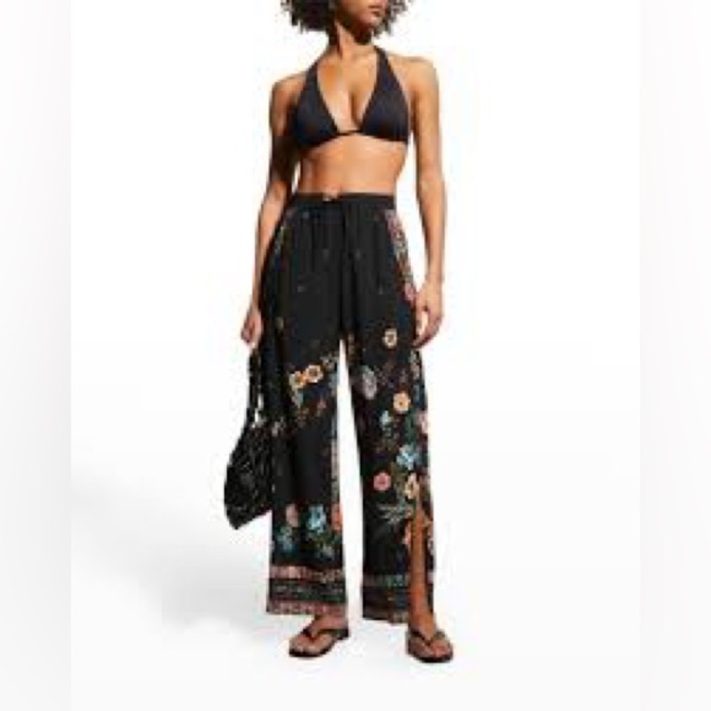 NWOT ($248) Johnny Was Ardell Drawstring Floral Coverup Split Leg Pants Size XS